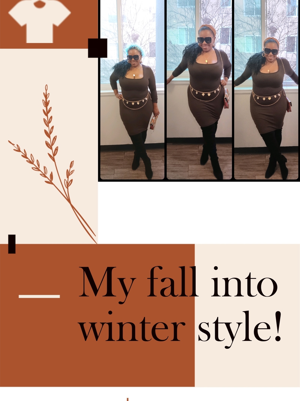 Fitted Midi Bodycon Dress in Brown